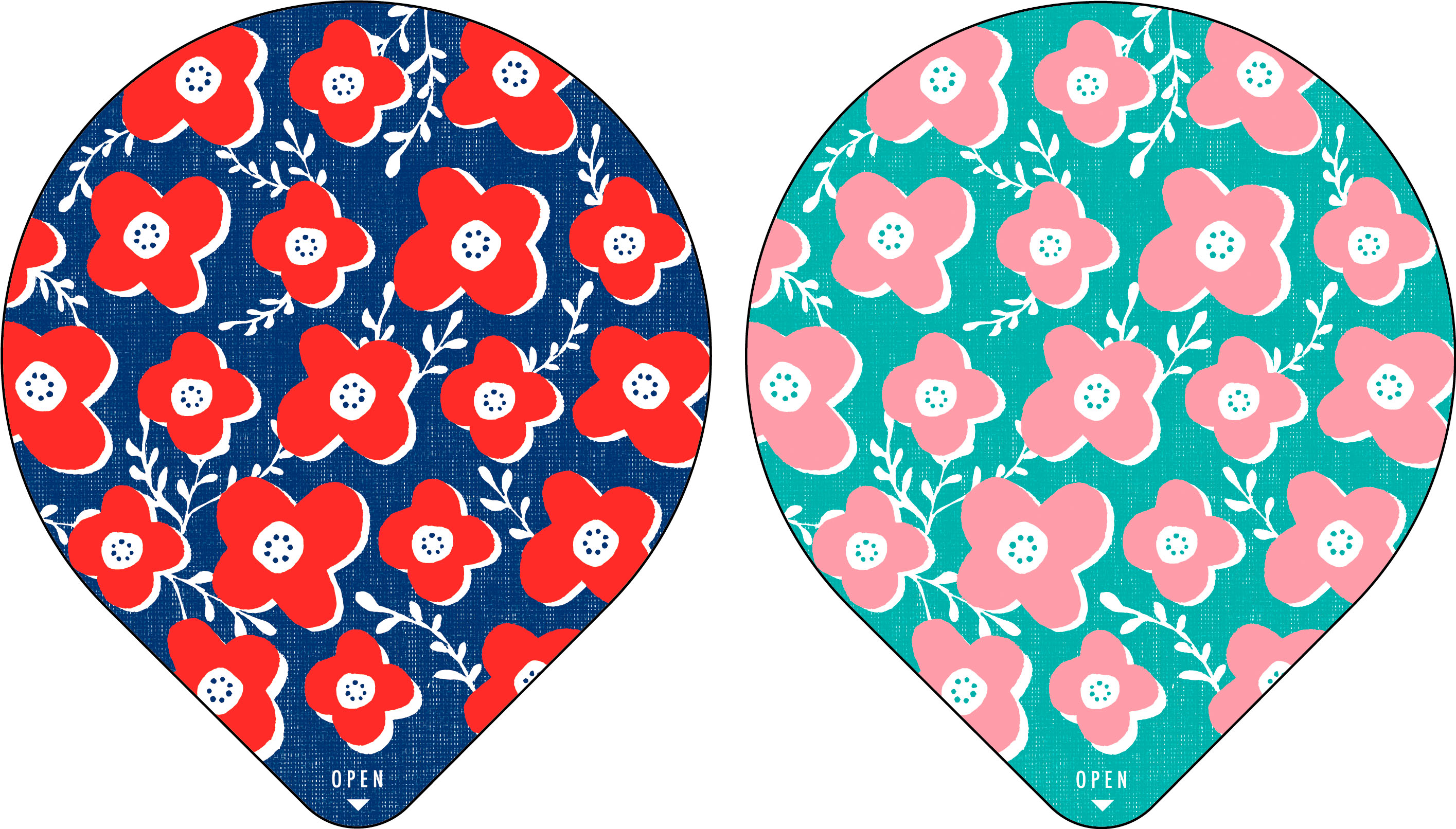 商品名：フラワーA(ネイビー×レッド、ターコイズ×ピンク)